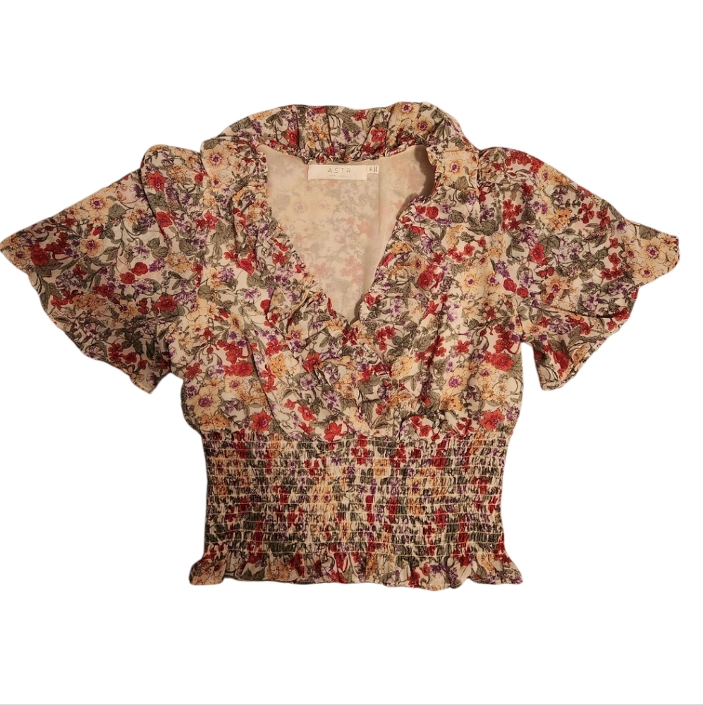 Astr Multicolor Floral Smocked Blouse
